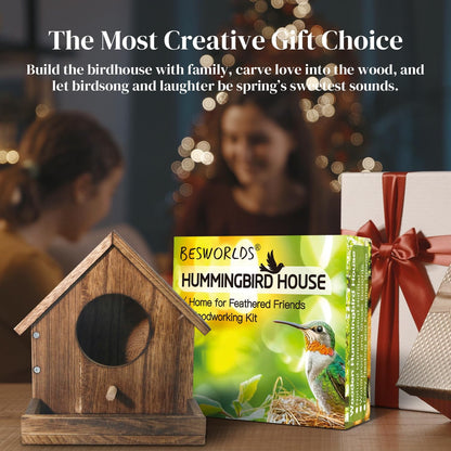 DIY Wooden Hummingbird House Kit for Outside Hanging, Ideal Bluebird Hummingbird House for Outdoors With Transparent Viewing Window, Built-in Bird Feeder, Gift for Bird Lovers, Great Garden Decoration