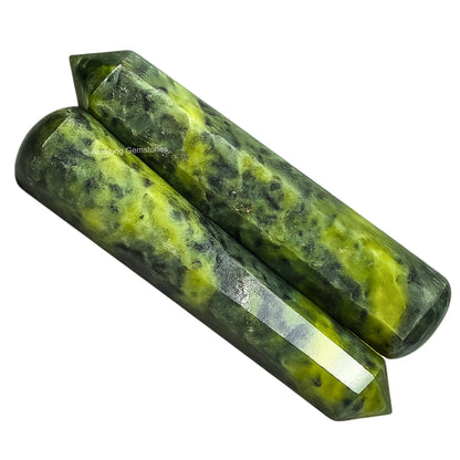 Amazing Gemstone Green Jade Crystal Wand Massage Stick - Pelvic Wand Gua Sha for Adults - Crystals and Healing Stones Massage Wands for Adults Gifts (Pointed)