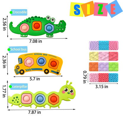 7Pc Easter Gifts for Kids Fidget Popper Toys for Kids Sensory Strips Sensory Push and Popping Bubbles Montessori Busy Toy,Textured Suction Sensory Toys for with Autism, Pop for Classroom Gifts