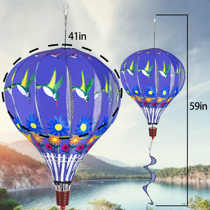 Giant Hummingbird Hot Air Balloon Garden Wind Spinners Large Pinwheels Whirligigs Windmill Toys for Kids Yard Decor Lawn Decorations Outdoor Whirlygig Windmills Wind Twister Everyday 59" L 2Pack