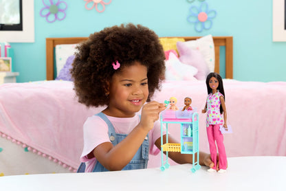 Barbie Careers Baby Doctor Playset with Brunette Doll Wearing Scrubs, 2 Baby Dolls, Examination Table & Accessories