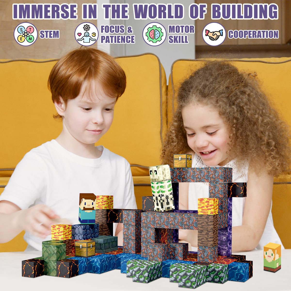 AIDYVOI 213pcs Magnetic Blocks, Magnetic Building Toys Set Sword for Boys Girls 3+,1 Inch Educational STEM Sensory Construction Toys Christmas Birthday Present