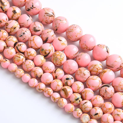 6MM 60PCS Pink Shell Turquoise Spacer Loose Beads for Jewelry Making DIY Bracelet Necklace