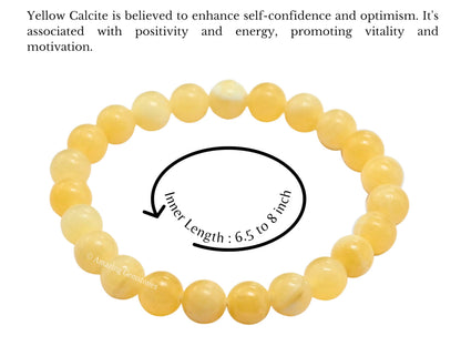 Amazing Gemstone Crystal Bracelet for Women Men's Gifts - Protection Healing Crystal Bracelet - 8mm Gemstone Beaded Stretchable Bracelet Pulseras Para Hombres Mujer Stocking Stuffers Mothers Day Gift (Yellow Calcite)