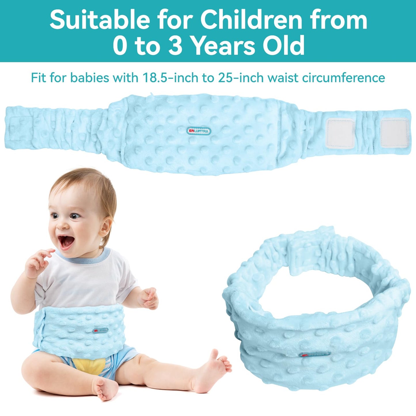 Colic and Gas Relief for Newborns and Infants, Flaxseed Heated Tummy Wrap - Microwaveable Baby Heating Pad with Soothing Warmth, Natural Relief for Gas and Upset Stomach, Bule