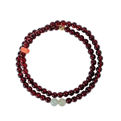 CNYTPE Garnet Bracelet for Women – Red Garnet Jewelry, Healing Crystal Bracelet, Handmade Gemstone Jewelry, Symbol of Love, Happiness & Harmony (4mm Garnet & Nephrite Bead)