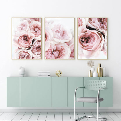 Pennclys Peony Wall Art Pink Flower Canvas Wall Art Prints Peonies Wall Art Abstract Flower Pictures Wall Decor Peony Painting Flower Poster for Living Room Bedroom 16x24 Inch (set of 3) Unframed