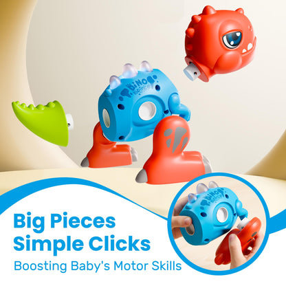 iPlay, iLearn Toddler Assembly Dinosaur Toy, Easy Take Apart Dinosaur Building Set W/Light & Roars Sound, STEM Learning Educational Toy, Birthday Gift for 18 Month 1 2 3 4 5 Year Olds Kids Boys Girls
