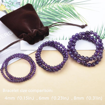 CHCCOYE 8mm Natural Healing Gemstone Bracelet Handmade Yoga Stretch Elastic Bracelet Stress Relief Crystal Jewelry for Men and Women (8mm, Amethyst)