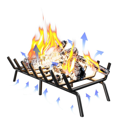 KIKIBRO Fireplace Grate 21 Inch, Firewood Log Holder Rack, Heavy Duty Fire Wood Stove Grates for Indoor Outdoor Camping Chimney Hearth Burning Fireplace Accessories Tools