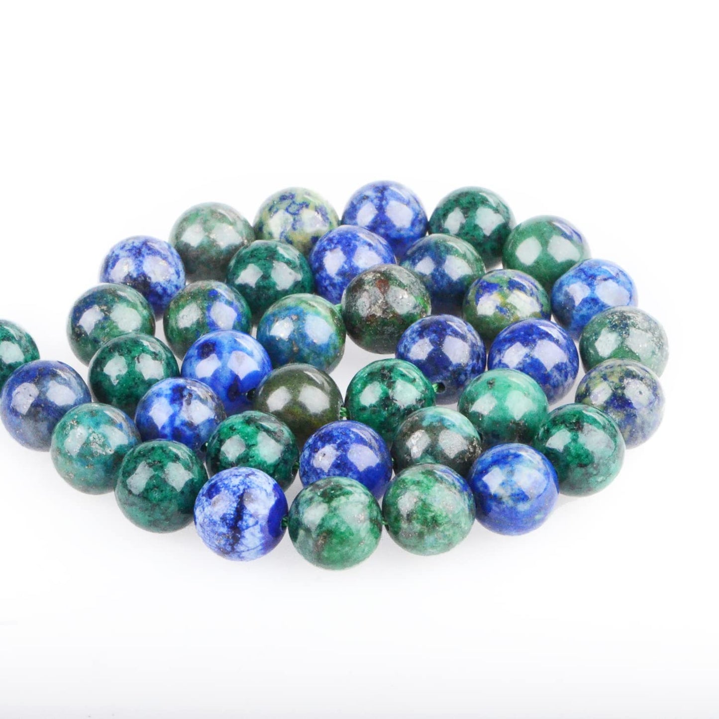 Bymitel 90 pcs Genuine Real Round Loose Stone Beads Gemstone Spacers for Charm DIY Jewelry Making 15.5" per Strand 4mm (Lapis Lazuli Chrysocolla, 4mm)
