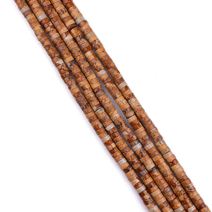 BEADIA Natural Brown Picture Jasper Spacer Beads Caps Loose Semi Gemstone for Beading Jewelry Making 6mmx3mm 38cm