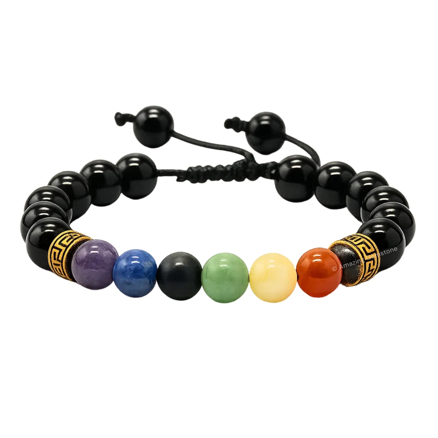Amazing Gemstone Chakra Black Obsidian Bracelet, Gifts For Men & Women - Protection Healing Crystal Bracelet - 8mm Gemstone Beaded Adjustable Bracelet, Pulseras Para Hombres Mujer Stocking Stuffers