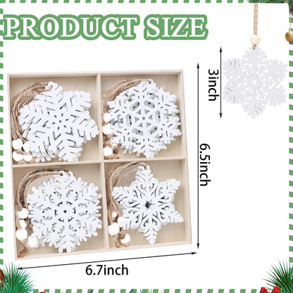 16Pcs White Snowflakes Ornaments Wooden Snowflake Christmas Ornament for Winter Home Tree Garland Christmas Decoration Holiady Crafts 8 Styles White Hollowed Hanging Ornaments