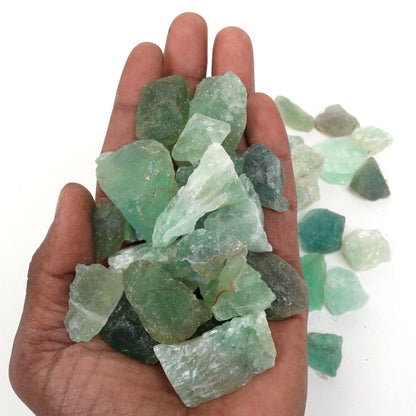 REAL-GEMS Natural Raw Healing Crystals Rough Stones for Tumbling, Cabbing, Polishing, Wire Wrapping, Wicca & Reiki Crystal Healing, Mix Gemstones,7 Chakra (Green Flourite)