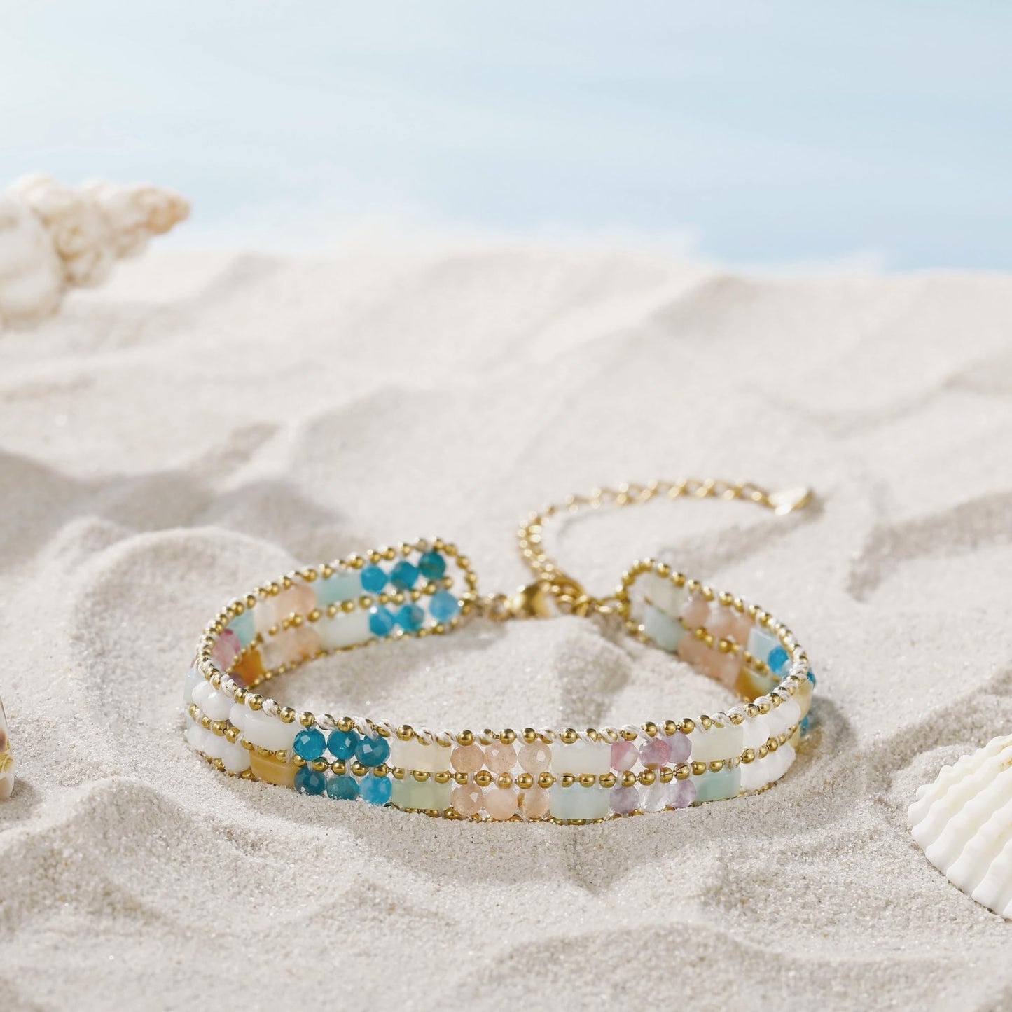 POMODA Boho Bracelets for Women Chakra Stackable Bohemian Bracelet Stack Energy Gemstone Crystal Healing Layered Summer Vacation Natural Stone Handmade Beach Jewelry for Women