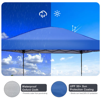 10x10 Pop Up Canopy Tent with 2 Sidewalls, Easy Up Canopy Outdoor Party Sun Shade Tent Portable Gazebo for Beach Camping Events with Carry Bag and 4 Sand Bags