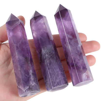 ZHIYUXI 3.7-4" Amethyst Crystal Gemstones Crystals and Healing Stones Purple Crystal Tower Hexagonal Pointed Crystal Wand 1 Pc Large Crystals Reiki Energy Balancing Meditation Therapy Decoration Gifts