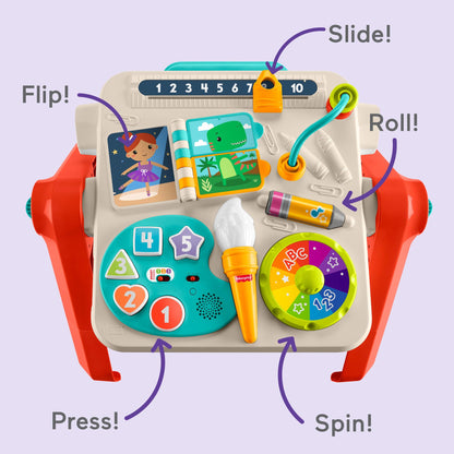 Fisher-Price Baby & Toddler Toy Laugh & Learn 4-in-1 Activity Table & Art Easel with Educational Music & Lights for Kids Ages 6+ Months
