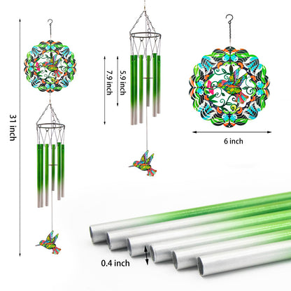 Wind Chimes with Hummingbird Wind Spinner, Gifts for Men, Women, Retirement, Teacher, Parents - Outdoor Hanging Decor Clearance for Garden, Patio, Backyard Or Porch