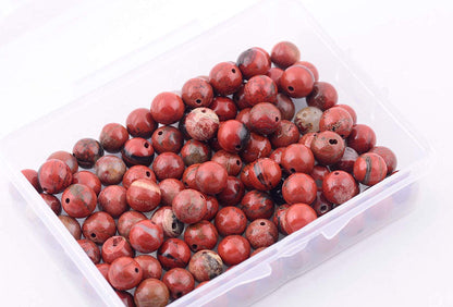 Natural Stone Beads 100pcs 10mm Round Red Jasper Genuine Real Stone Beading Loose Gemstone Hole Size 1mm DIY Charm Smooth Beads for Bracelet Necklace Earrings Jewelry Making (Red Jasper,10mm)