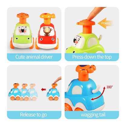 ALASOU 4 PCS Animal Car Toys for 1 Year Old Boy Girl|Baby Toys 1 Year Old Boy Gifts for Toddlers 1-3|Vehicle Toy Set for Toddler Toys 1-2|1st Birthday Gift for Infant 12 18 Months