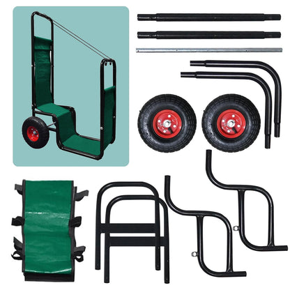 HIGOOD Firewood Cart with Wheels: 260 lbs Capacity Log Dolly Carrier with Pneumatic Wheels & Fabric Liner - Easy Roll Wood Mover for Farm, Indoor & Outdoor Use - Heavy Duty Steel Construction