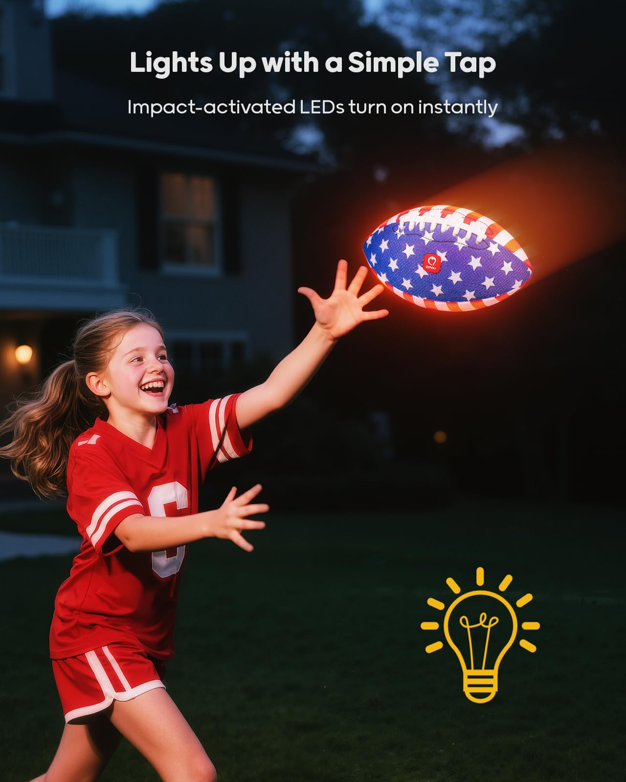 QPAU 9" Glow in The Dark Football (Size 3, 1 Pack), Light Up Youth Football with Pump & Batteries, Outdoor Toys & Games for Boys Girls, Birthday Gifts for Kids and Teens
