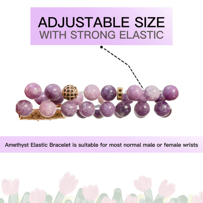GDLKPYHS Amethyst Bracelet, Handmade Beaded Bracelet 8MM Healing Crystal Beads,Protection Bracelets,Yoga Chakra Bracelet,Bring Good Luck, Prosperity and Happiness,Women's Gifts