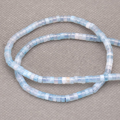 BONNY BOXX 150PCs Natural Aquamarine Spacer Beads, Loose Semi Precious Flat Round Gemstone Heishi Disc Stone Beads for Beading Jewelry Making 4mm*2mm