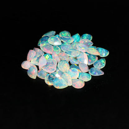 2 Pcs,8X6 MM, AURA GEMS Natural Ethiopian Opal,Briliant Cut, Pear, Shape, Jewelry Making Supply, Chakra Energy Healing Gemstone, Real Crystal, Birthstone, Wholesale deal