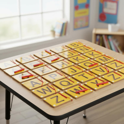 Fun Express 13 3/4" x 9 3/4" Alphabet Wood Tracing Boards – 26 Pieces
