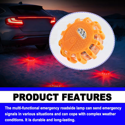 ABOTHGD 4 Pack Automotive Light LED Roadside Emergency Safety Flare Lights Hook Flashing Warning Beacon Disc Kit for Car Truck Vehicle Boat Automotive Security Rescue Search (Batteries not Included)