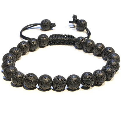 ANAYA AGATE Lava Rock Chakra Bracelet - Energy Protection Crystal Handmade Adjustable Bead Bracelet Perfect for Men, Women’s Christmas Gift - Gemstone Healing Stretch Pulsera Para Hombre Mujer Stocking Stuffer