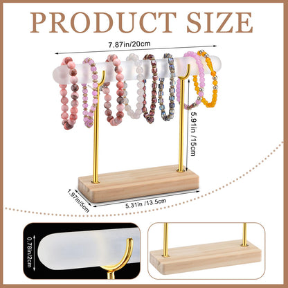 RattanView Selenite Bracelet Holder Display Stand Crystal Healing Goth Bracelet Display Stand Detachable Jewelry Wrap Watch Organizer Holder with Wooden Base for Bangles Charging Clean(1 Tier)