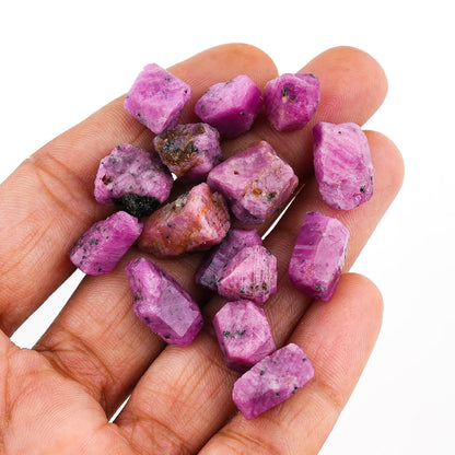 GEMKORA 50 carats. Natural Ruby Stone, Birthstone, Raw Crystals, Jewelry Making Rough Supply, Wholesale Bulk Gemstones (4 to 5pcs.) (10-15mm Size.)