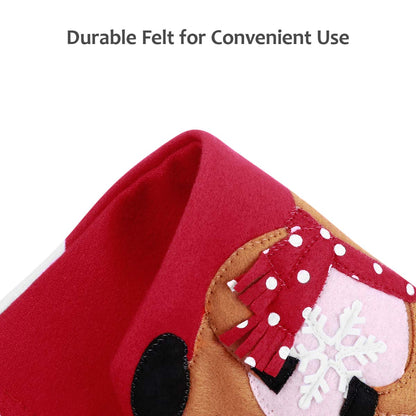 Christmas Holiday Stockings Christmas Hanging Bags 6PCS Red Felt Xmas Tree Decorations Santa Snowman Reindeer Treat Bag