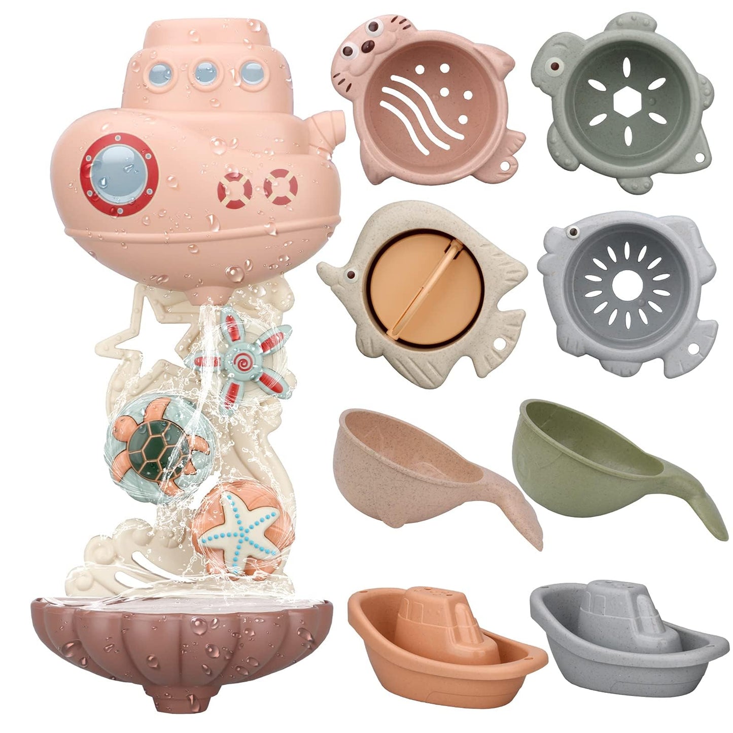 Bath Toys for Kids Ages 1-3 & Toddlers 2-4 - Infant/Baby Set for 6-12M - Bathtub Toys Set for Boys/Girls - Birthday