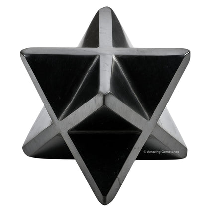 Amazing Gemstone Shungite Merkaba Crystal - 1.5 Inches Metaphysical Merkaba Star for Meditation - Energetic Tetrahedron Crystal and Healing Stones and Healing (35-40mm)