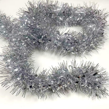 33Ft Christmas Tinsel Garland Shiny Thick Tinsel Xmas Tree Decor Metallic Twist Foil Garland for New Year Parties Birthday Party Thanksgiving Day Parade Floats Indoor Outdoor Supplies - Silver