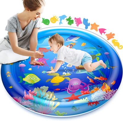 Faburo 40" X 40" Large Tummy Time Water Mat for Babies, XL Baby Water Play Mat, Infant Water Sensory Baby Tummy Time Play Mat for 3 6 9 12 Months Toddlers (40in XL)