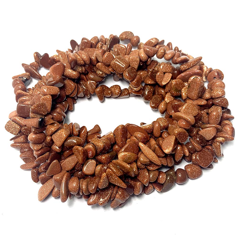 31 inches Chip Stone Loose Gemstones Beads Drilled Strand for Jewelry Making (Gold Sand Stone)