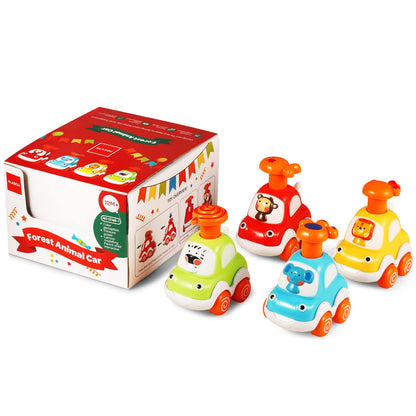 ALASOU 4 PCS Animal Car Toys for 1 Year Old Boy Girl|Baby Toys 1 Year Old Boy Gifts for Toddlers 1-3|Vehicle Toy Set for Toddler Toys 1-2|1st Birthday Gift for Infant 12 18 Months