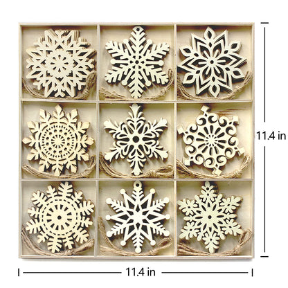 36pcs Large Christmas Wooden Snowflakes Hanging Ornaments DIY Craft Snowflake Wooden Ornaments Unfinished Wood Cutout Christmas Decorations Tree Decor Kids Paint