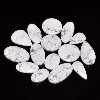 Natural Howlite Gemstone- Healing Crystals for DIY Jewelry Making -Loose Natural Cabochon -Perfect for Crafting Unique Jewelry Designs Gift for Her, Mother and Wife (5 pcs, 25-35 mm)