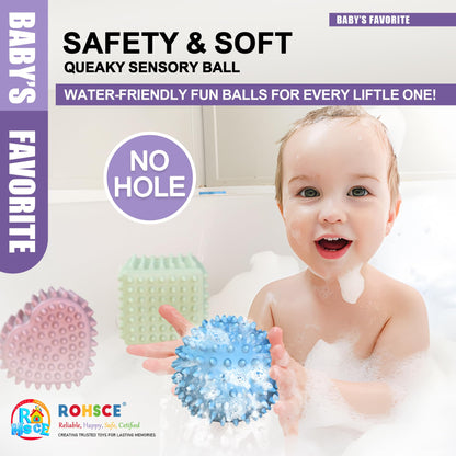 ROHSCE Baby Soft Blocks Building Block Toys 46Pcs,STEM Educational Toddler Gifts,Soft Spiky Sensory Balls - No Hole Wheat Straw Soft Toys for Toddlers