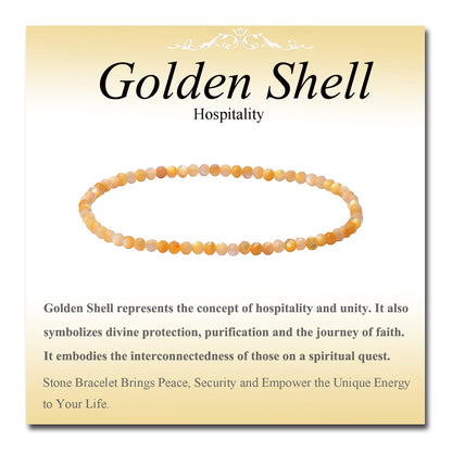 MASSIVE BEADS Natural Genuine Gemstone Beads Healing Crystal Chakra Reiki Jewelry Faceted Round Beads Bracelets (Golden Shell, 3mm)