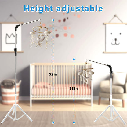 Quynhni Baby Crib Mobile Arm,Mobile Hanger for Crib 56-78" Adjustable Height Top Can Rotate 180° Suitable for Baby Girls Boys Stainless Steel Material Sturdy and Stable Base