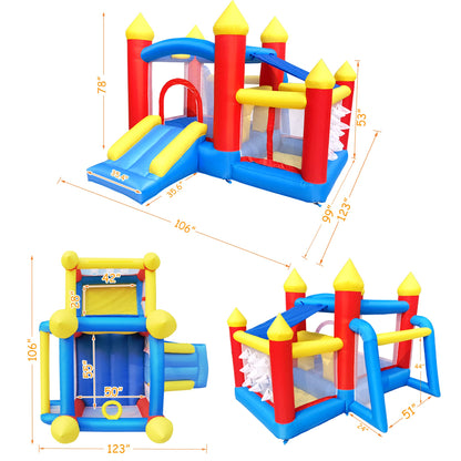 Baralir Inflatable Bounce House for Kids 3-6, Toddler Jumper with Slide and Ball Pit Water Pool(with Sun Cover), Perfect for Outdoor Indoor Kids Party - Blower Included