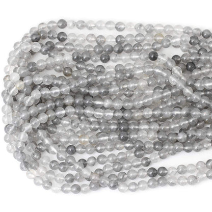 CHEAVIAN 60PCS 6mm Natural Cloud Crystal Gemstone Round Loose Beads Crystal Energy Stone Healing Power for Jewelry Making 1 Strand 15"